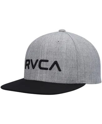 Big Boys and Girls Rvca Heathered Gray, Black Logo Twill Snapback Hat