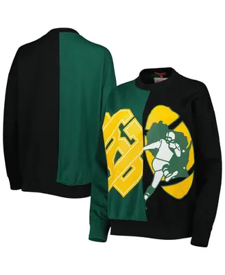Women's Mitchell & Ness Green, Black Green Bay Packers Big Face Pullover Sweatshirt