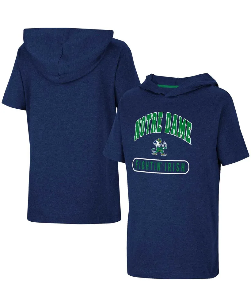 Big Boys Colosseum Heather Navy Notre Dame Fighting Irish Varsity Hooded T-Shirt