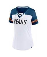 Women's Fanatics White Chicago Bears Dueling Slant V-Neck Lace-Up T-shirt