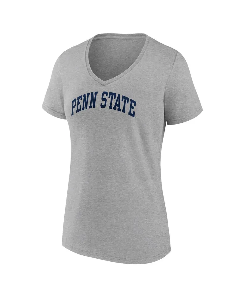 Women's Fanatics Heather Gray Penn State Nittany Lions Basic Arch V-Neck T-shirt