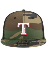 Men's New Era Camo Texas Rangers Woodland Camo Trucker 9FIFTY Snapback Hat