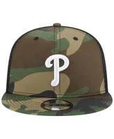 Men's New Era Camo Philadelphia Phillies Woodland Camo Trucker 9FIFTY Snapback Hat