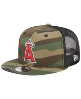 Men's New Era Camo Los Angeles Angels Woodland Camo Trucker 9FIFTY Snapback Hat