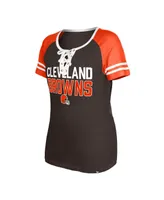 Women's New Era Brown Cleveland Browns Raglan Lace-Up T-shirt