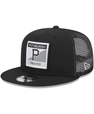 Men's New Era Black Pittsburgh Pirates Scratch Squared Trucker 9FIFTY Snapback Hat