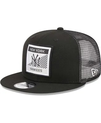 Men's New Era Black New York Yankees Scratch Squared Trucker 9FIFTY Snapback Hat