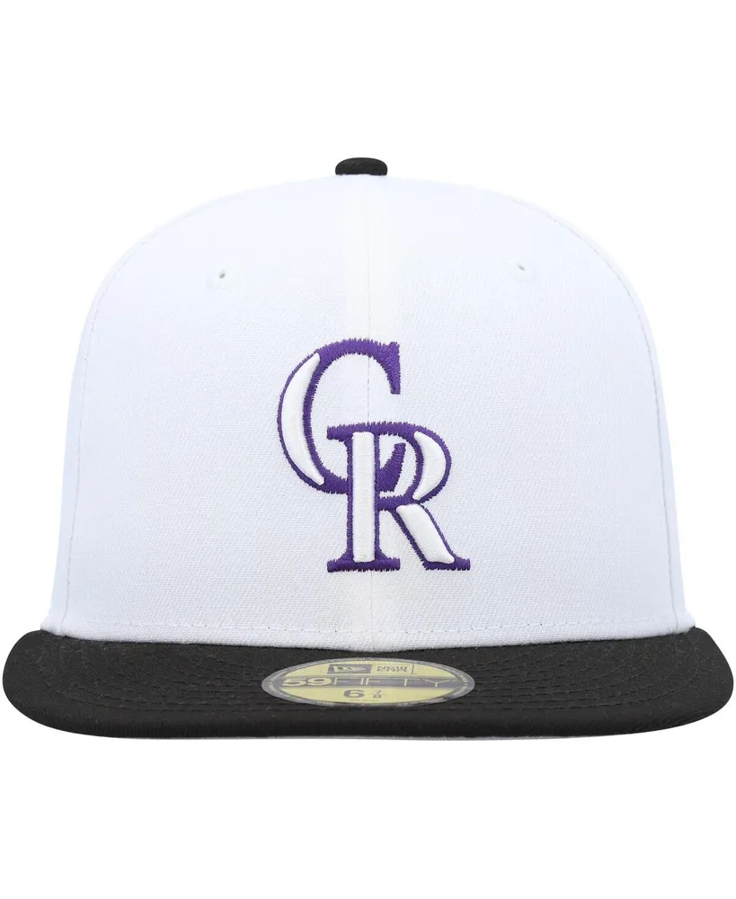 Men's New Era White, Black Colorado Rockies Optic 59FIFTY Fitted Hat