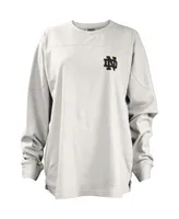 Women's Pressbox White Notre Dame Fighting Irish Pennant Stack Oversized Long Sleeve T-shirt