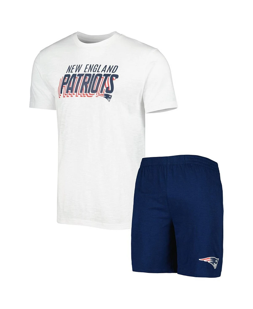 Men's Concepts Sport Navy, White New England Patriots Downfield T-shirt and Shorts Sleep Set