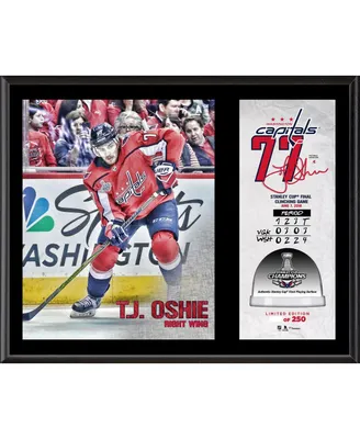 T.j. Oshie Washington Capitals 2018 Stanley Cup Champions 12'' x 15'' Plaque with Game-Used Ice from 2018 Stanley Cup Final - Limited Edition of 250