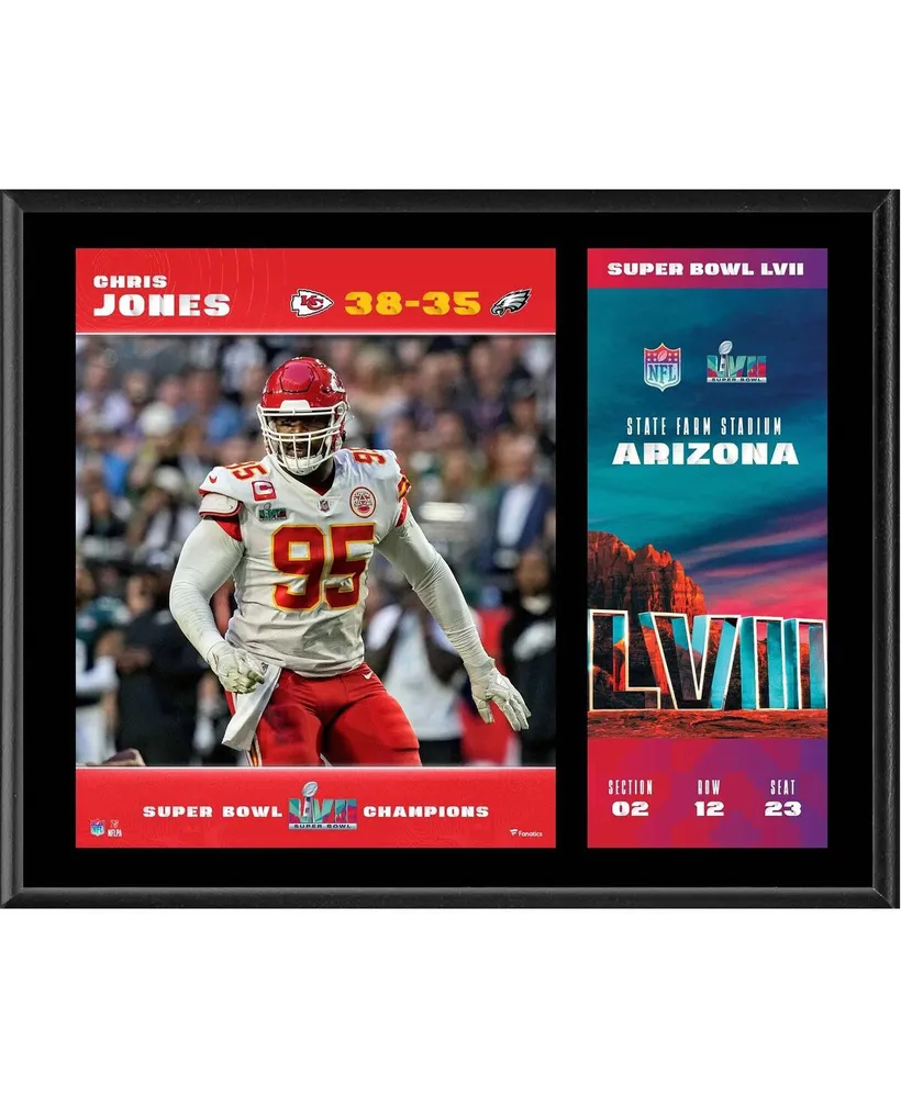 Chris Jones Kansas City Chiefs 12" x 15" Super Bowl Lvii Champions Sublimated Plaque with Replica Ticket