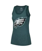 Women's Majestic Threads Jalen Hurts Midnight Green Philadelphia Eagles Player Name and Number Tri-Blend Tank Top