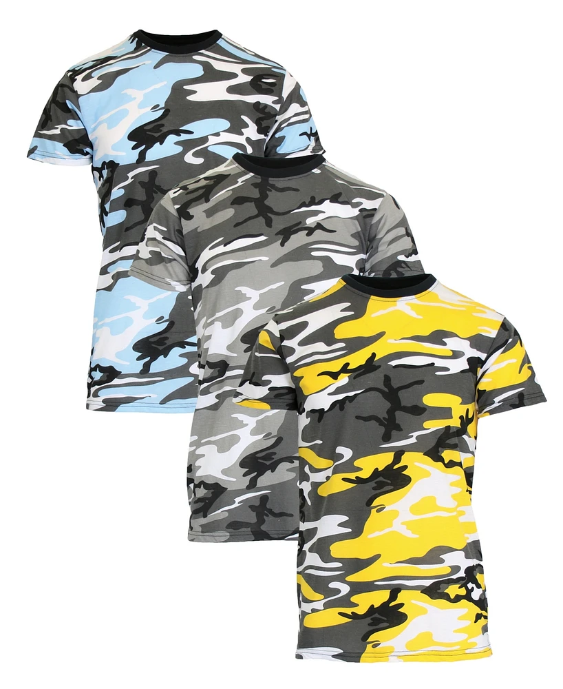 Galaxy By Harvic Men's Camo Printed Short Sleeve Crew Neck T-shirt, Pack of 3