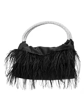 Nina Crystal Handle Feather Pouch