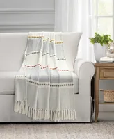 Lush Decor Herringbone Stripe Yarn Dyed Cotton Woven Tassel Throw, 50" x 60"
