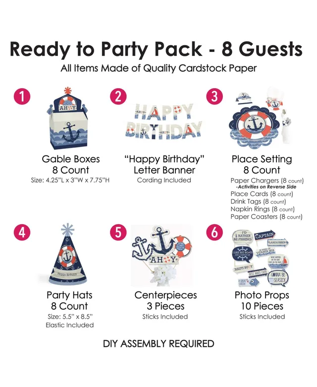 Big Dot Of Happiness Ahoy - Nautical - Decorations - Party Supplies Kit -  Doterrific Bundle