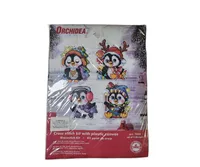 Orchidea Counted cross stitch kit with plastic canvas "Penguins" set of 4 designs 7635 - Assorted Pre