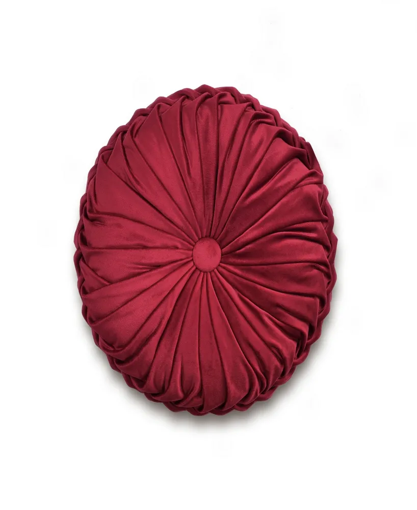 Lush Decor Round Pleated Soft Velvet Decorative Pillow, 15"