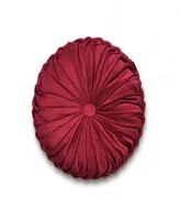 Lush Decor Round Pleated Soft Velvet Decorative Pillow, 15"