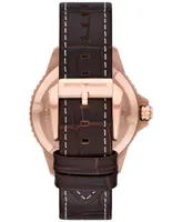 Emporio Armani Men's Brown Leather Strap Watch 42mm