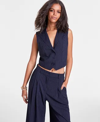 Bar Iii Women's Pinstriped Vest, Created for Macy's