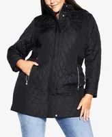 Avenue Plus Quilted Multi Panel Coat