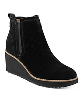 Earth Women's Cleia Slip-On Round Toe Casual Wedge Booties