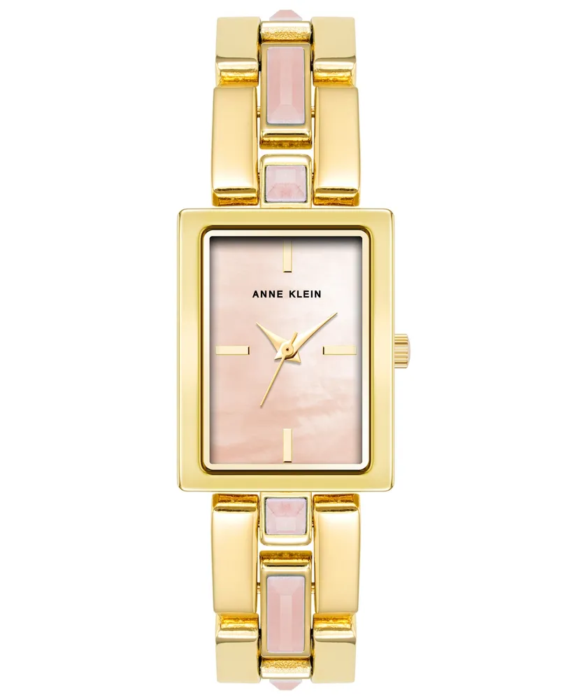 Anne Klein Women's Quartz Gold-Tone Alloy Watch, 28mm x 21mm - Pink, Gold