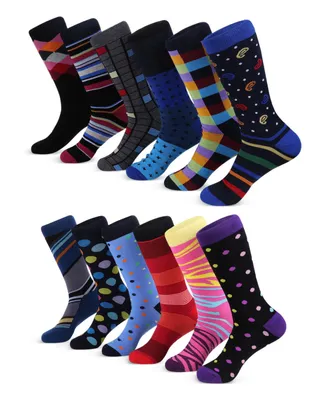 Mio Marino Men's Savvy Sharp Fun Dress Socks 12 Pack