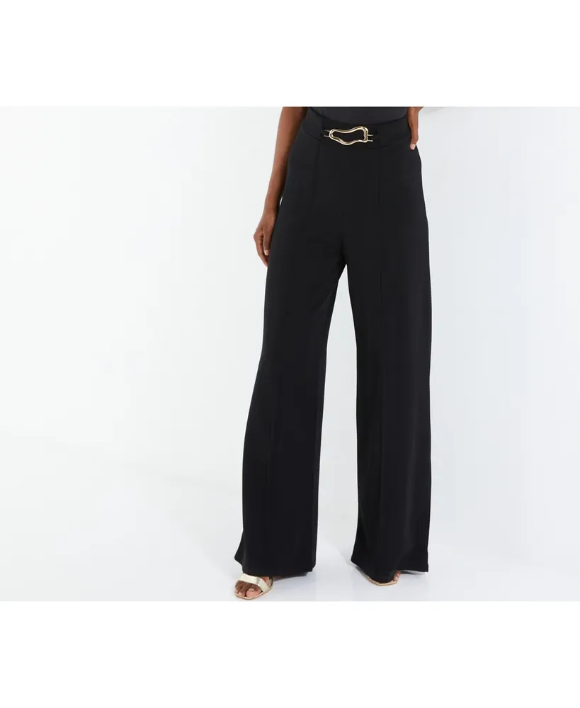 Quiz Women's Scuba Crepe Pant With Gold Buckle