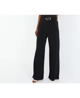 Quiz Women's Scuba Crepe Pant With Gold Buckle