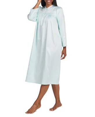 Miss Elaine Petite Embroidered Button-Front Nightgown