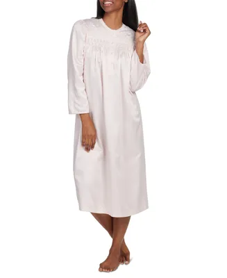 Miss Elaine Petite Embroidered Button-Front Nightgown