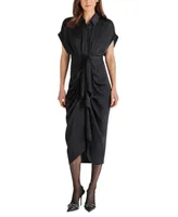 Steve Madden Women's Tori Tie-Front Midi Shirtdress