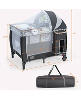 Babyjoy Portable Foldable Baby Playard Playpen Nursery Center w/ Changing Station & Net