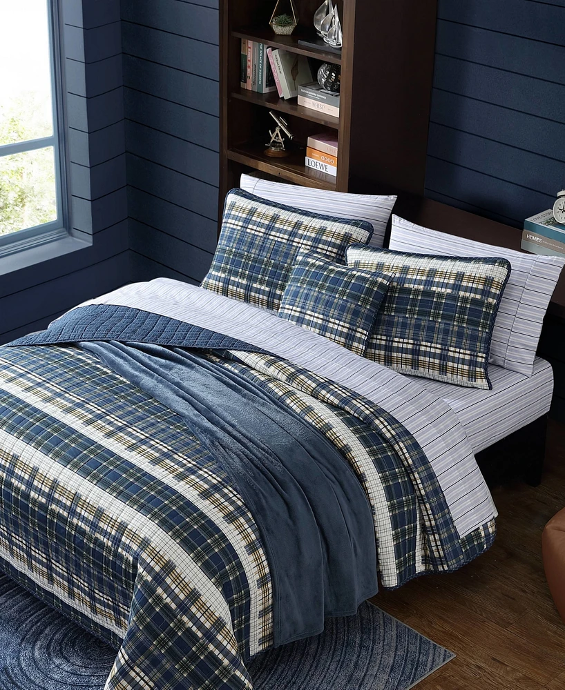 Close Out! Nautica Marina Cove Cotton Reversible 4 Piece Quilt Set, King