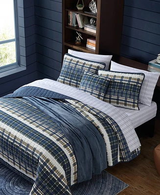 Close Out! Nautica Marina Cove Cotton Reversible 4 Piece Quilt Set, King