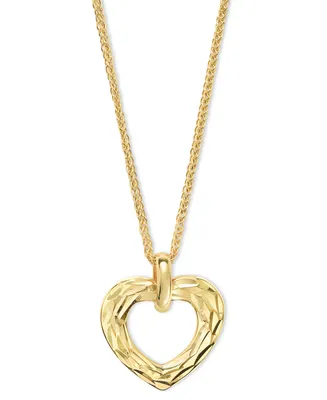 Textured Open Heart 18" Pendant Necklace in 10k Gold