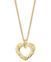 Textured Open Heart 18" Pendant Necklace in 10k Gold