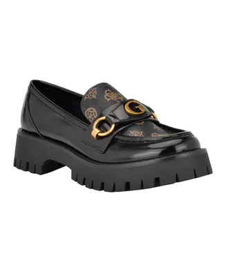Guess Women's Almost Slip-On Lug Sole Round Toe Bit Loafer