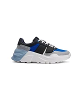 Dkny Men's Mixed Media Runner with Front Logo Strap Sneakers