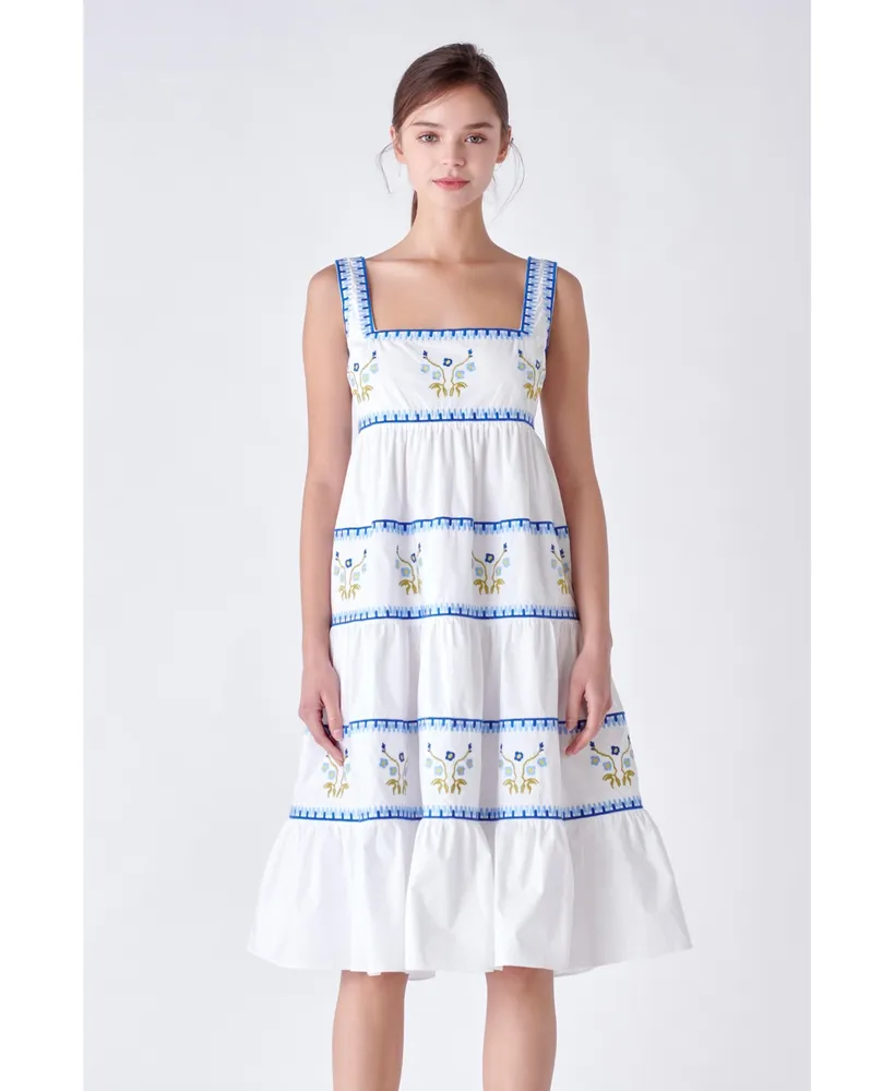 English Factory Women's Embroidered Midi Dress
