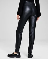 And Now This Women's Seamfront Faux-Leather Leggings