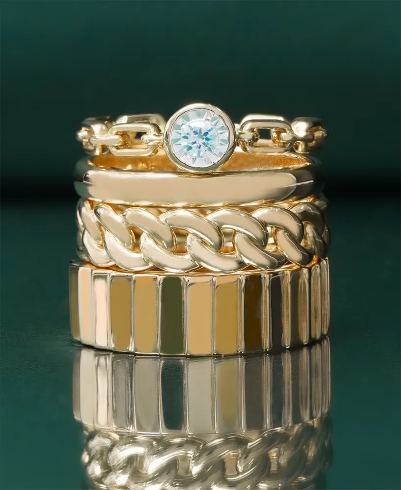Audrey by Aurate Diamond Chain Link Ring (1/10 ct. t.w.) Gold Vermeil, Created for Macy's
