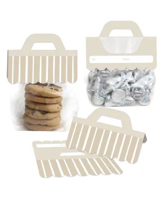 Tan Stripes - Diy Simple Party Bag Labels - Candy Bags with Toppers - Set of 24