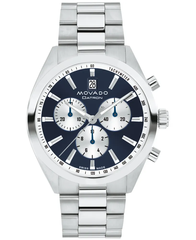 Movado Men\'s Datron Swiss Quartz Chrono Silver Tone Stainless Steel Watch  40mm - Silver | Mall of America® | Schweizer Uhren