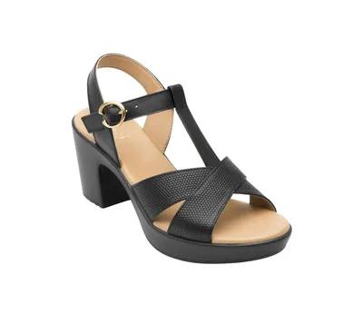 Women´s Leather Heel Ankle Strap Sandals By Flexi