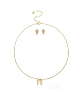 Aaliyah Pave Wings Necklace And Earring Set