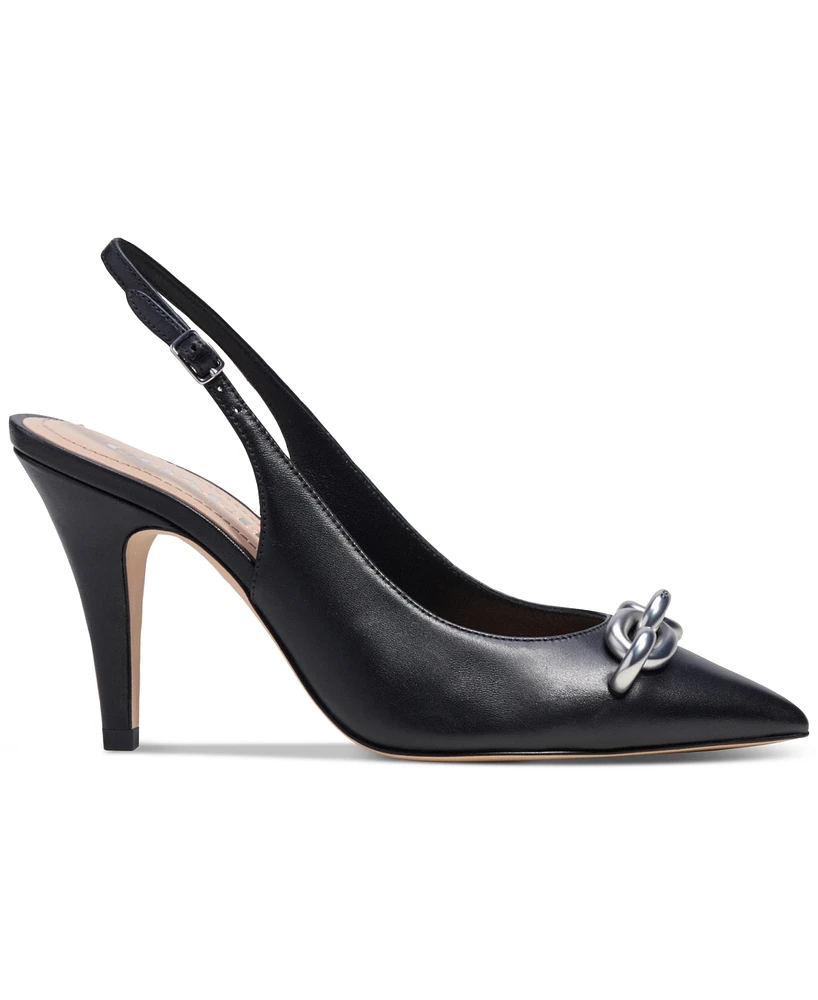 Coach Women's Sadie Chain Trimmed Slingback Pumps